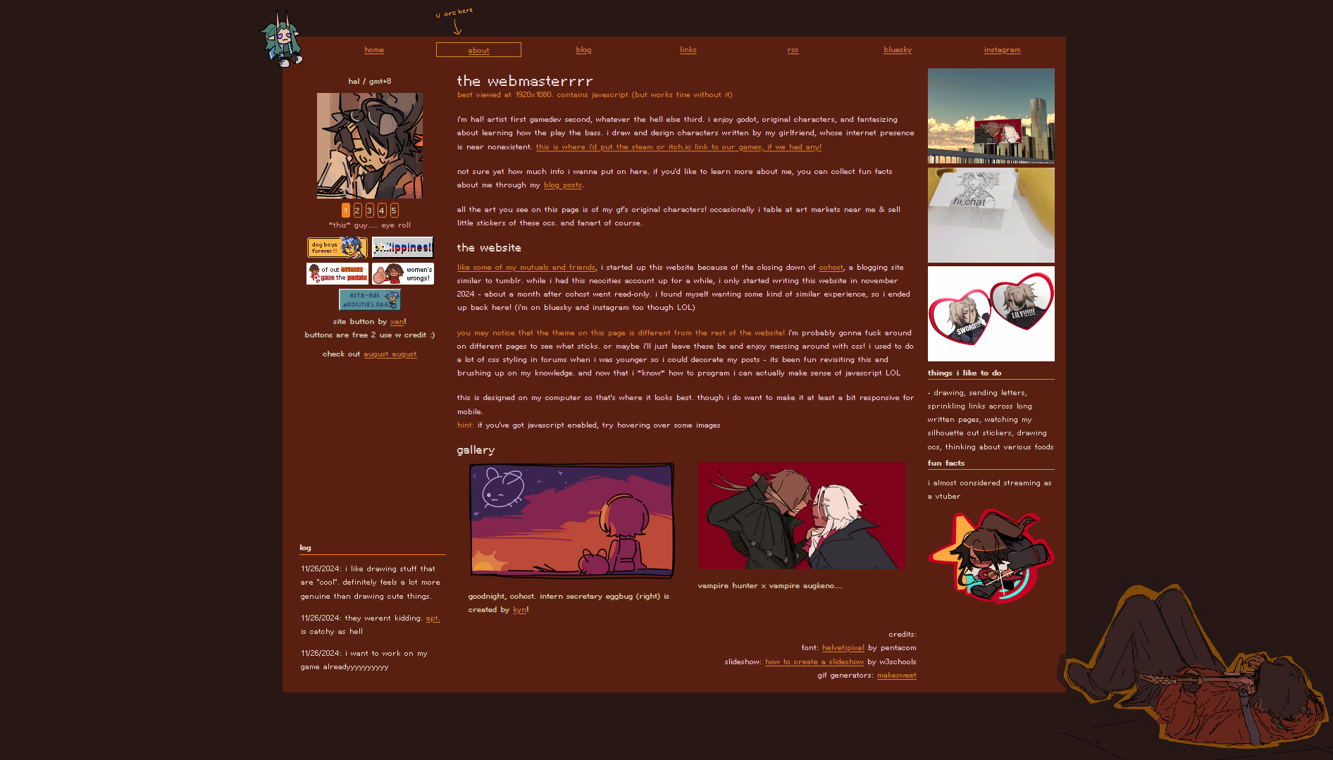 A screenshot of the about page.