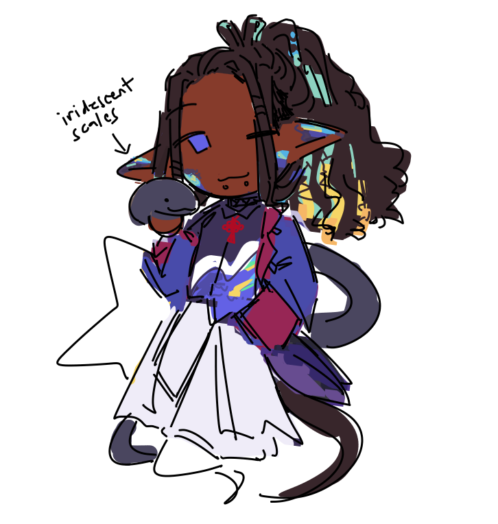 Colored digital sketch of the snake girl chibi.