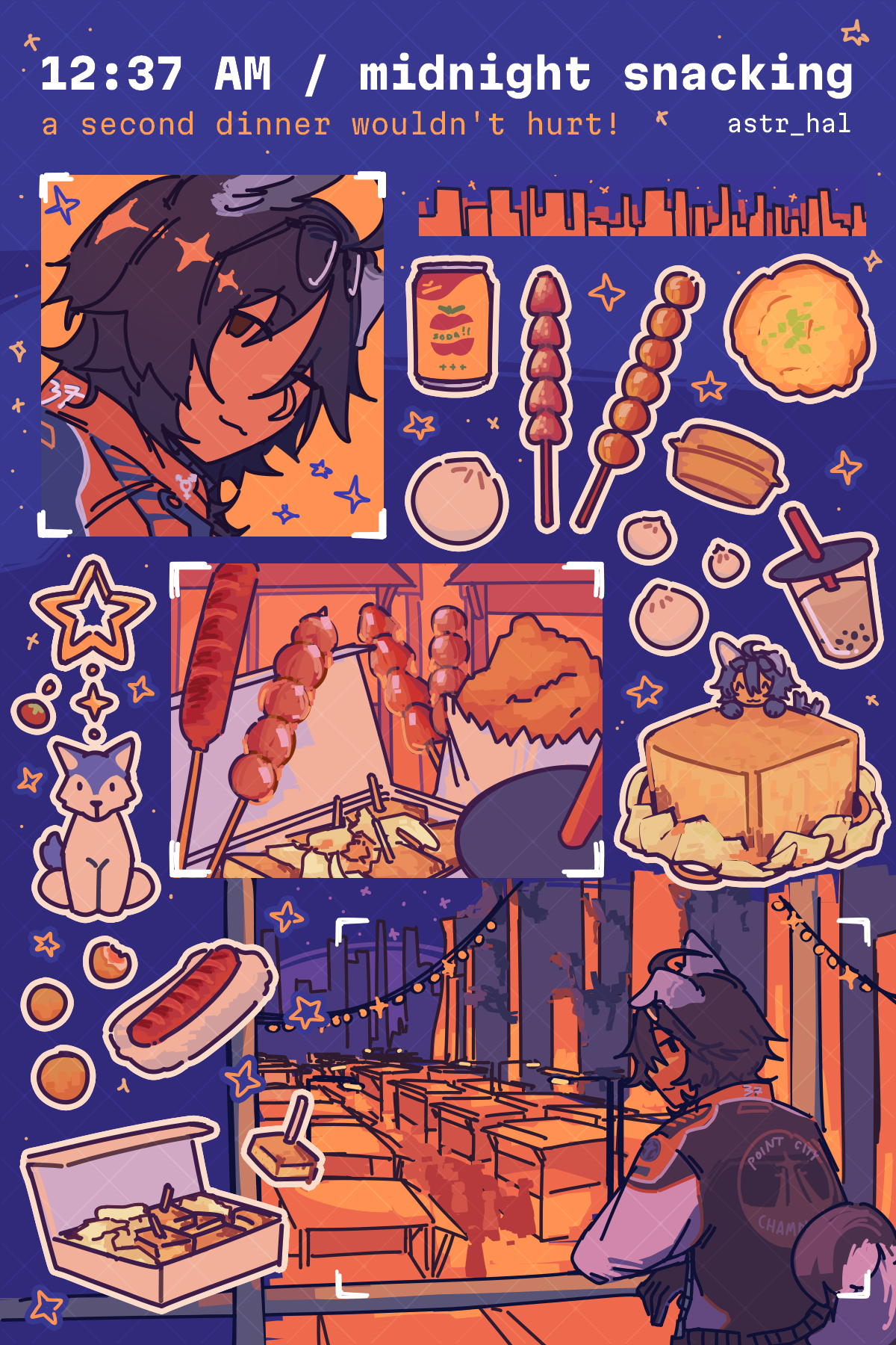 Ethan night market-themed sticker sheet.