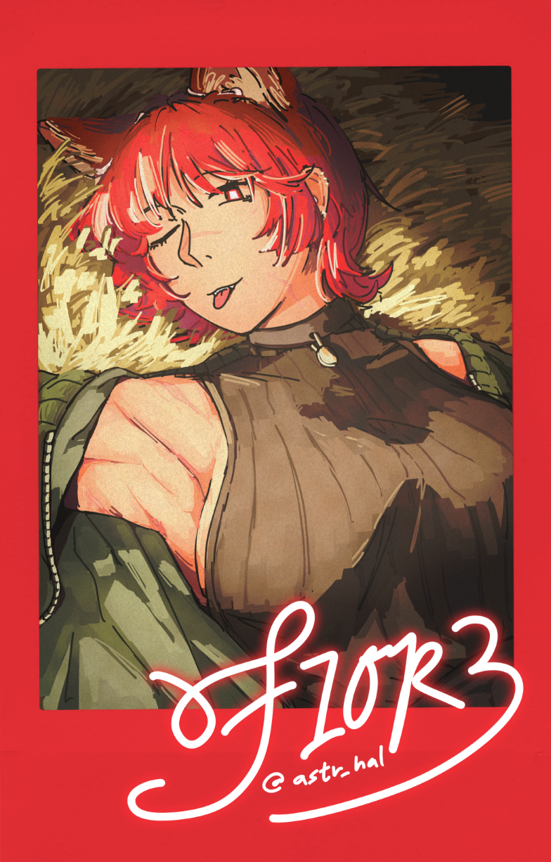 A polaroid of Fiore lying in grass.