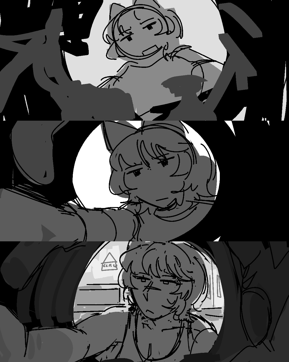 three thumbnails of fiore putting her hand in a container.