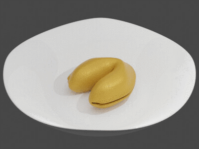 Gif of a fortune cookie opening saying hi chat.